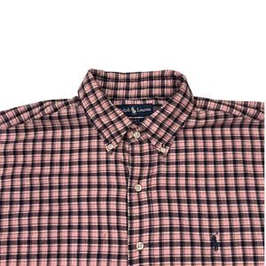 Vintage Ralph Lauren Shirt Mens XL Pink Plaid Blake Brushed Oxford Long Sleeve
